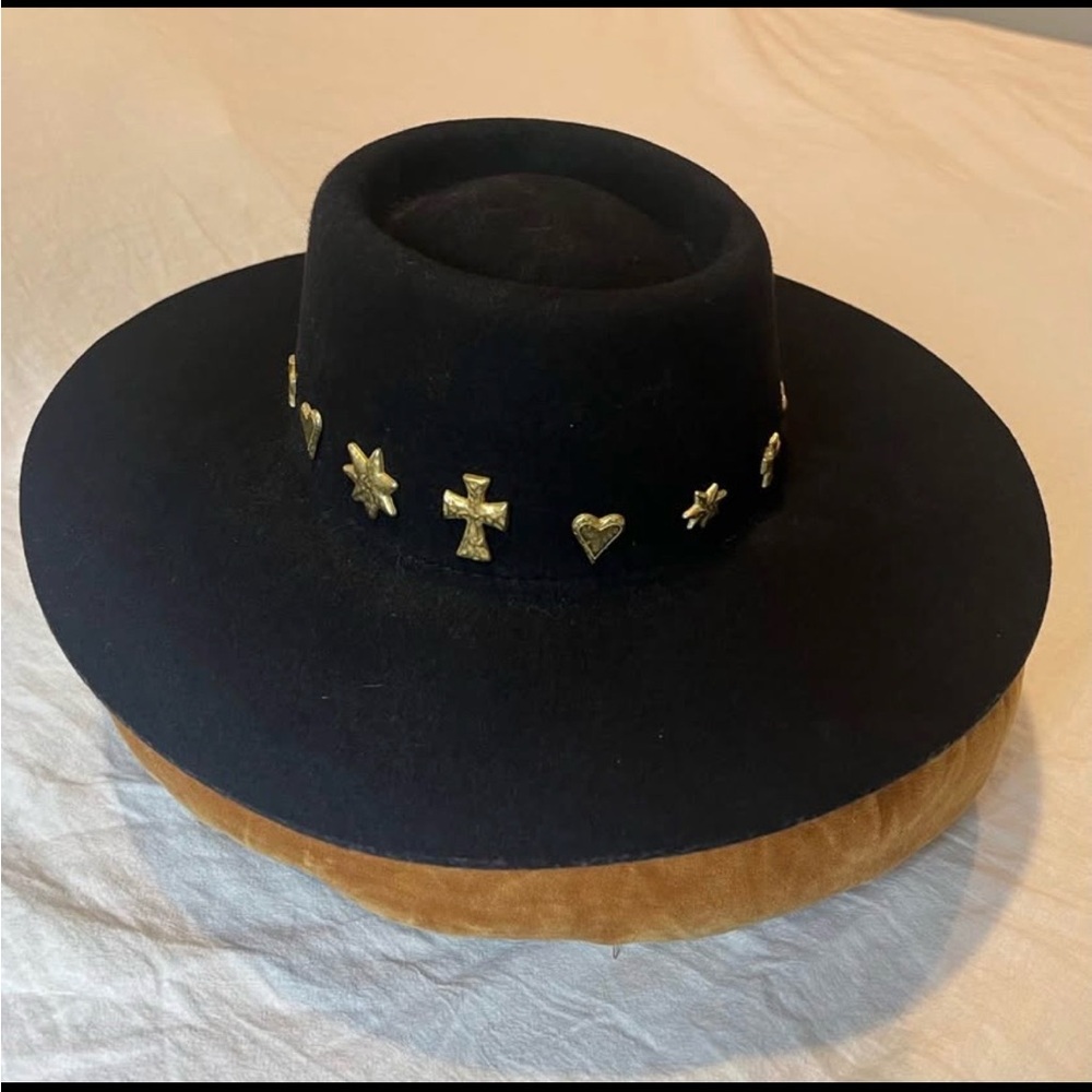 Lack Of Color Black Hat with Gold Accents